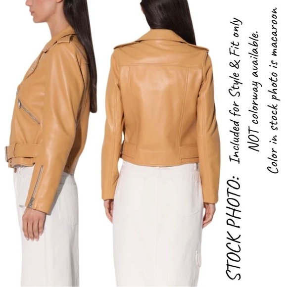 Walter Baker Allison Leather Biker Jacket Tan Latte Size M - Picture 17 of 17